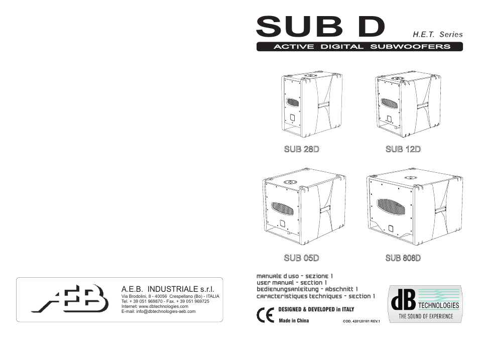 dB TECHNOLOGIES Sub 28D User Manual | 14 pages