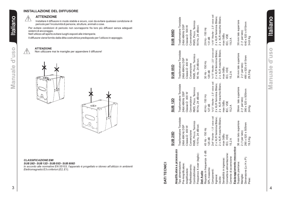 Italiano | dB TECHNOLOGIES Sub 28D User Manual | Page 3 / 14