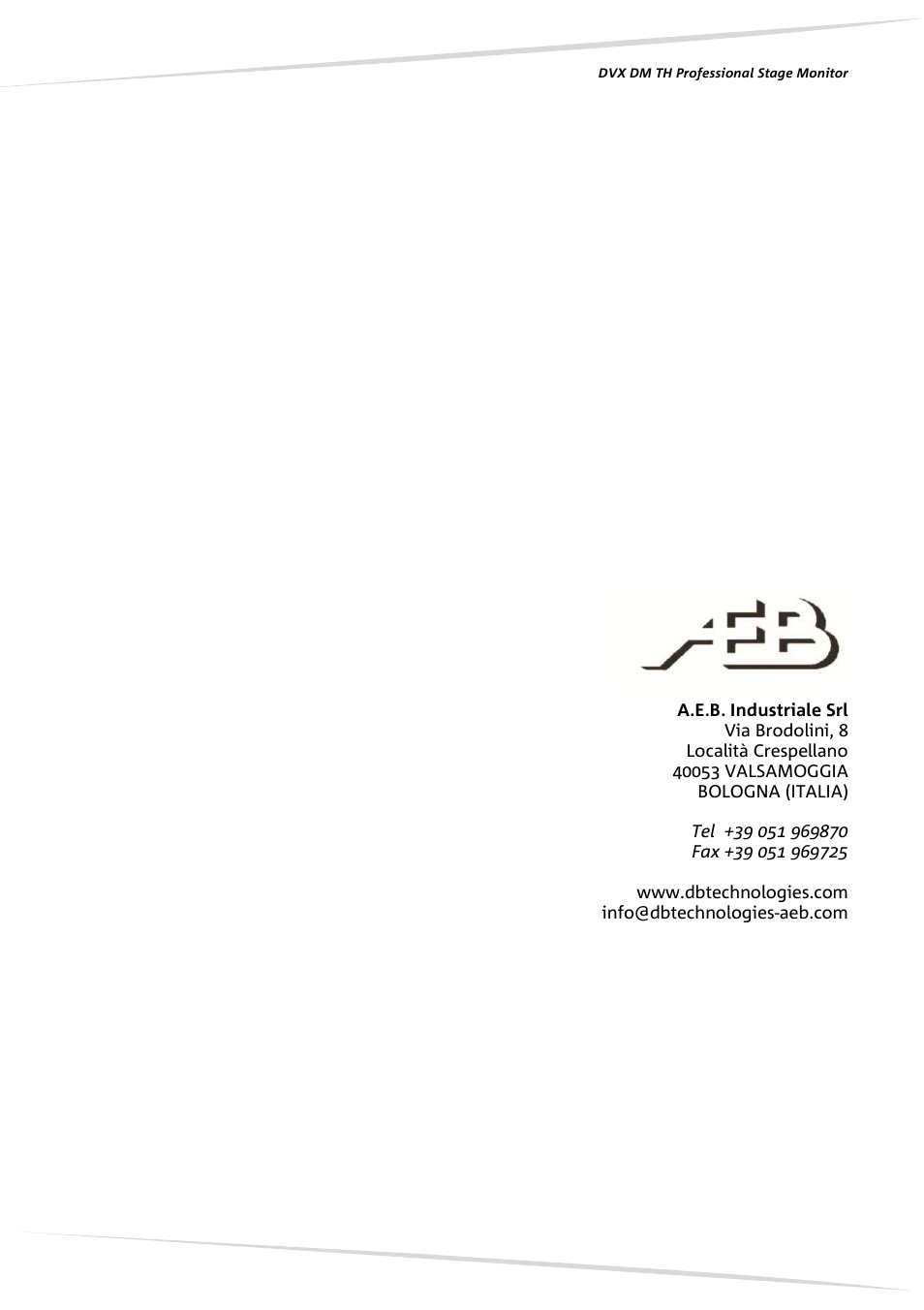 dB TECHNOLOGIES DVX DM15 TH User Manual | Page 32 / 32