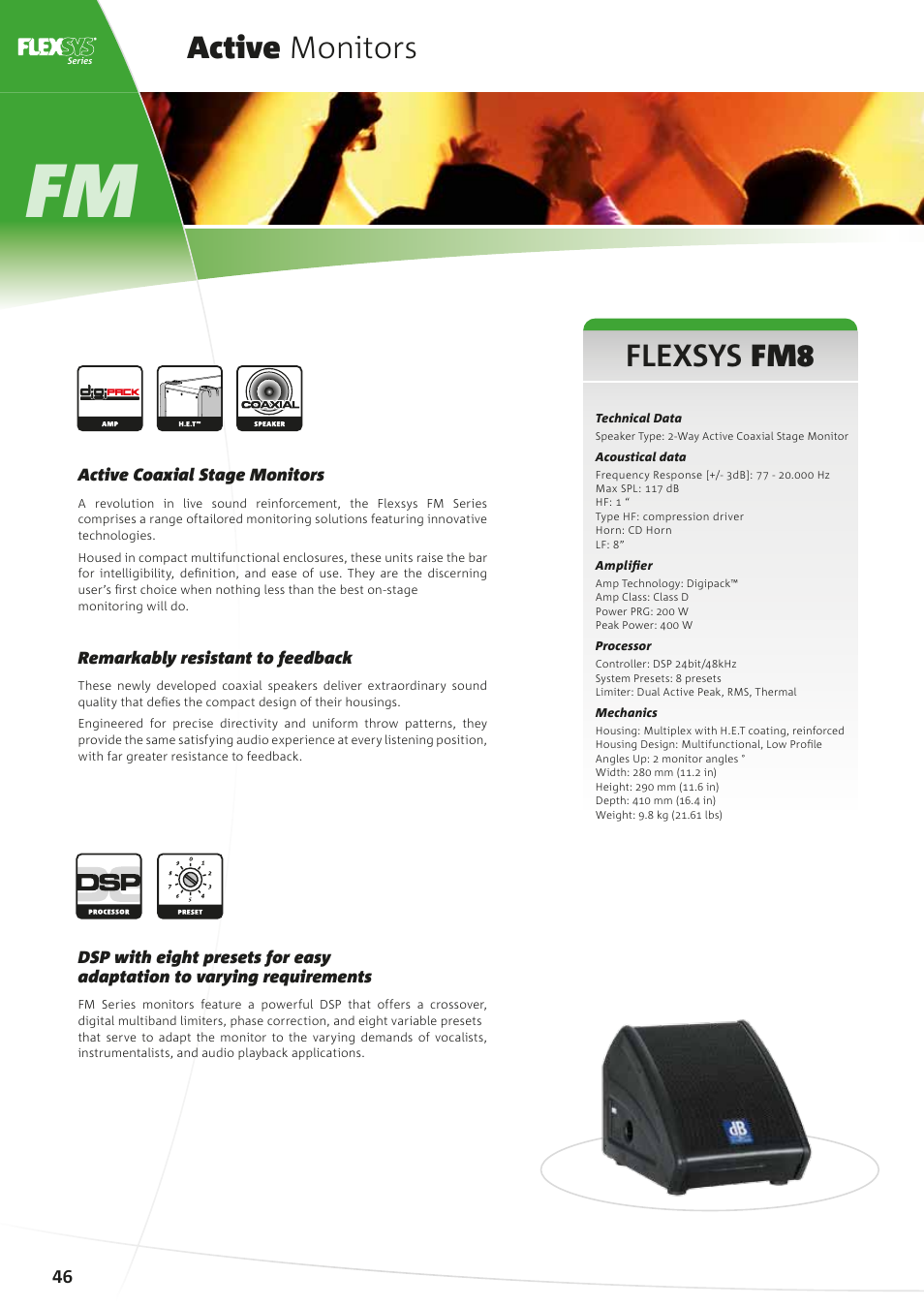 Active monitors, Flexsys fm8 | dB TECHNOLOGIES FLEXSYS FM12 User Manual | Page 2 / 3