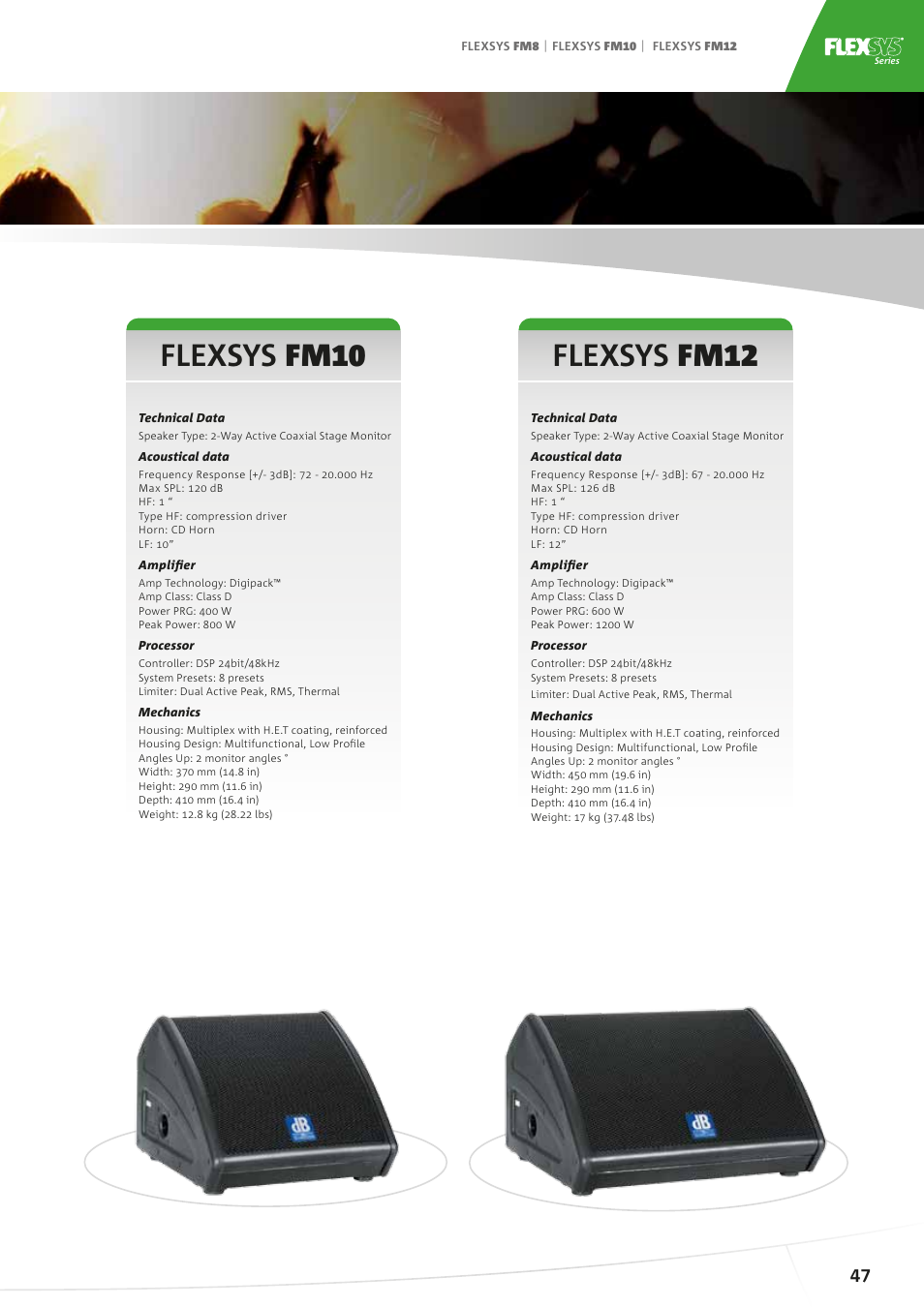 Adapts to anything, Flexsys fm10, Flexsys fm12 active monitors | dB TECHNOLOGIES FLEXSYS FM12 User Manual | Page 3 / 3