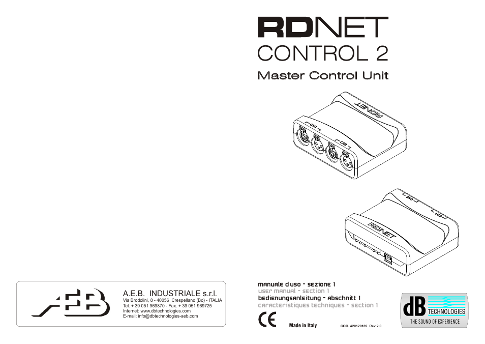 dB TECHNOLOGIES CONTROL 2 User Manual | 9 pages