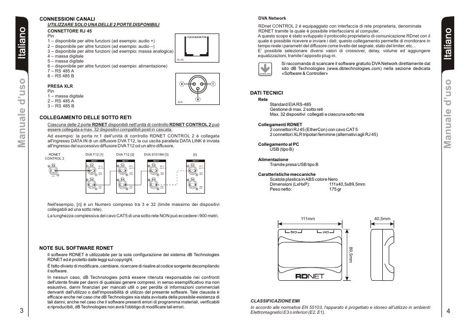 It a lia n o | dB TECHNOLOGIES CONTROL 2 User Manual | Page 3 / 9