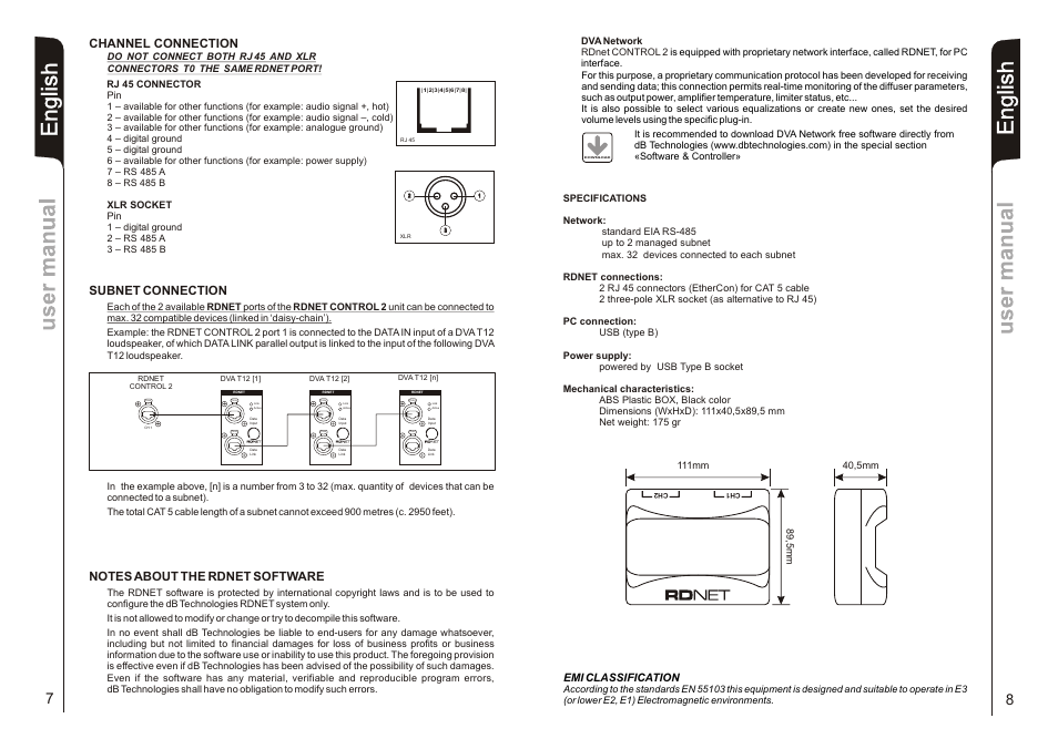 En g lis h | dB TECHNOLOGIES CONTROL 2 User Manual | Page 5 / 9