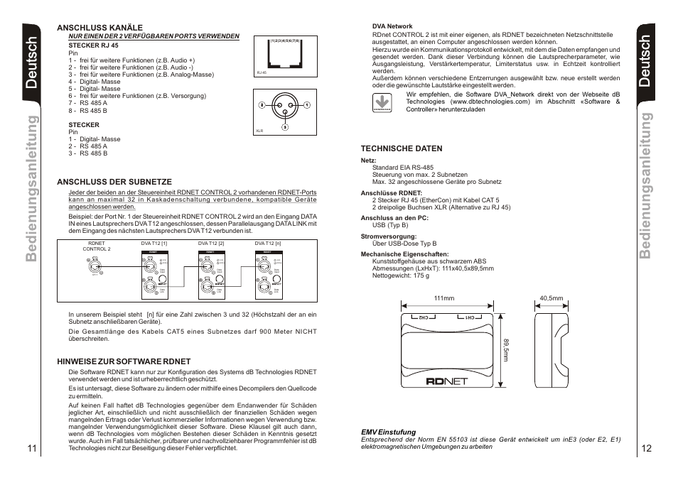 De u ts c h | dB TECHNOLOGIES CONTROL 2 User Manual | Page 7 / 9