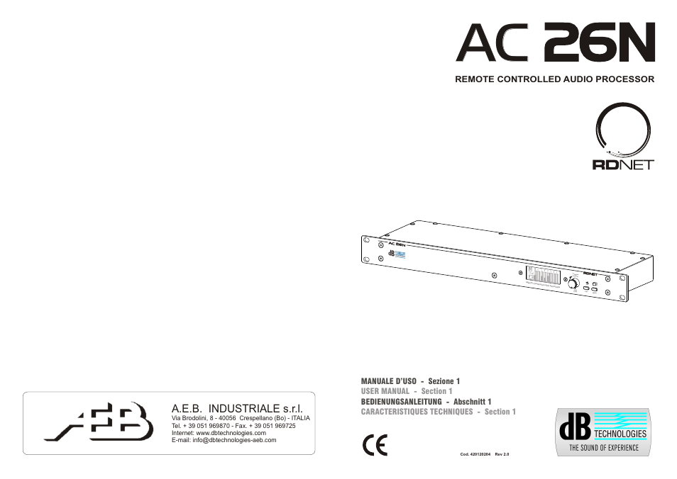 dB TECHNOLOGIES AC26N User Manual | 32 pages