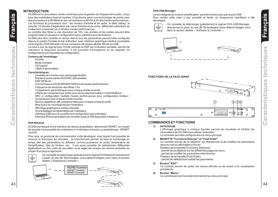 Français, Local m 0, Push enter functions selector esc menu | dB TECHNOLOGIES AC26N User Manual | Page 23 / 32