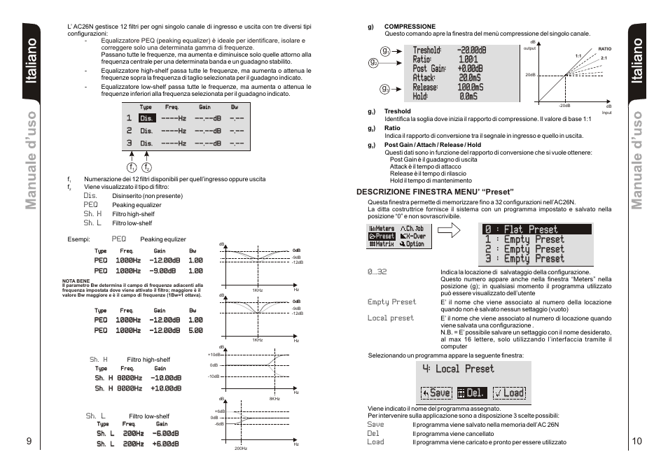 It a lia n o, Descrizione finestra menu’ “preset | dB TECHNOLOGIES AC26N User Manual | Page 6 / 32