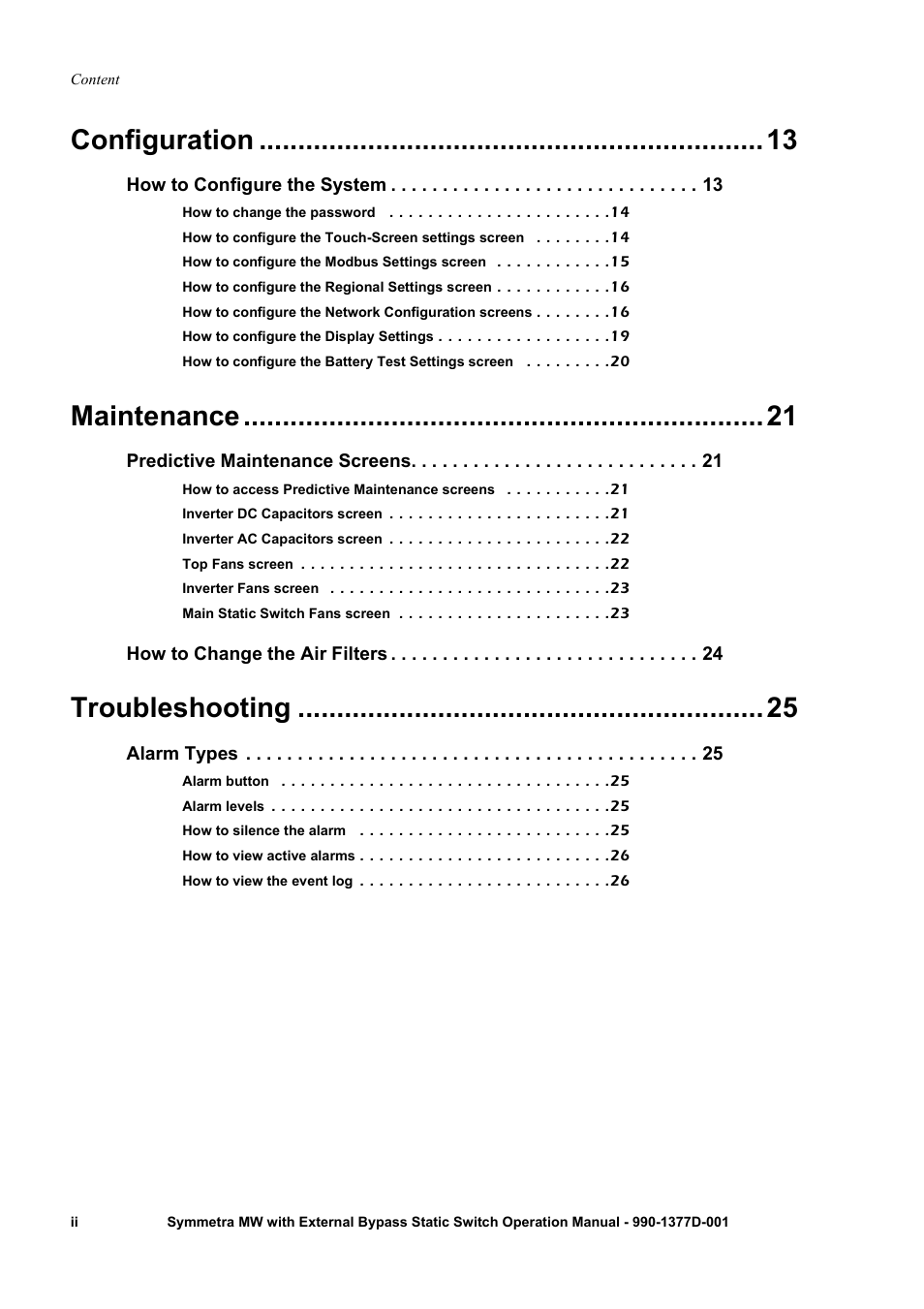 Configuration, Maintenance, Troubleshooting | APC SYMMETRA 990 User Manual | Page 4 / 32