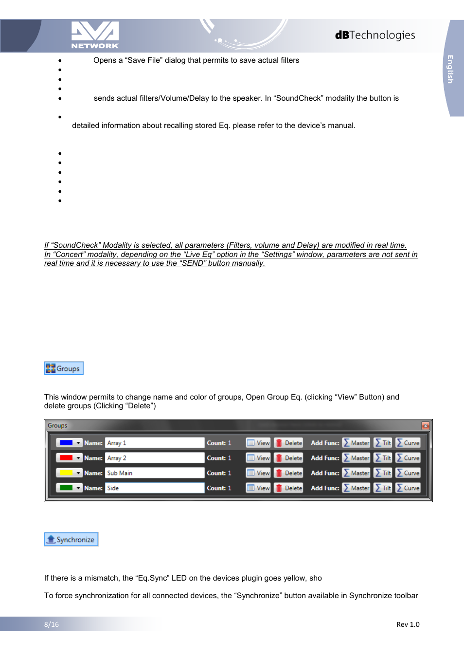 3 group list view, 4 devices parameter synchronization, Group list view | Devices parameter synchronization | dB TECHNOLOGIES DVA NETWORK 1.2 Reference Manual User Manual | Page 9 / 16