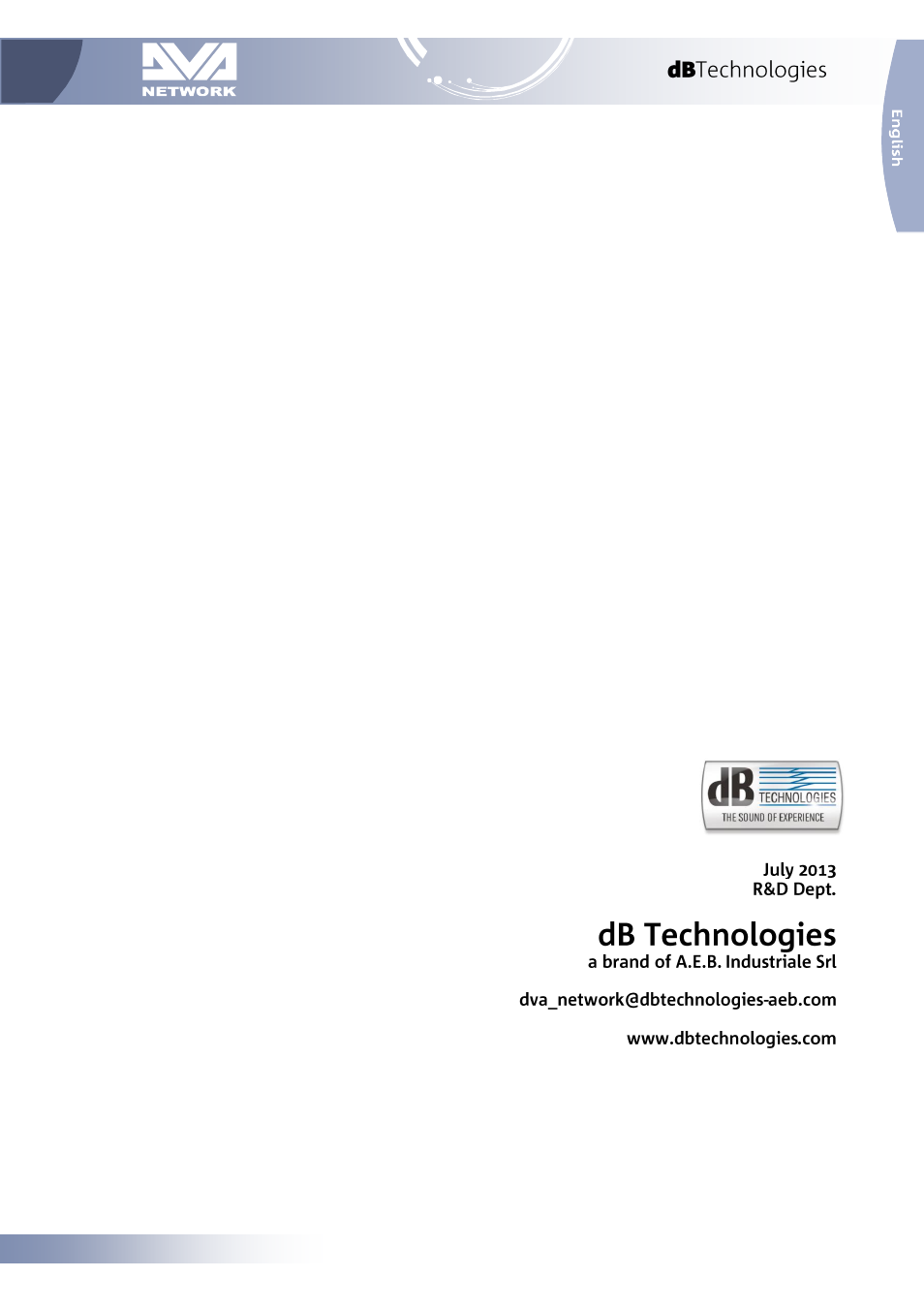 dB TECHNOLOGIES DVA NETWORK 1.2 Device Plugins Manual User Manual | Page 17 / 17