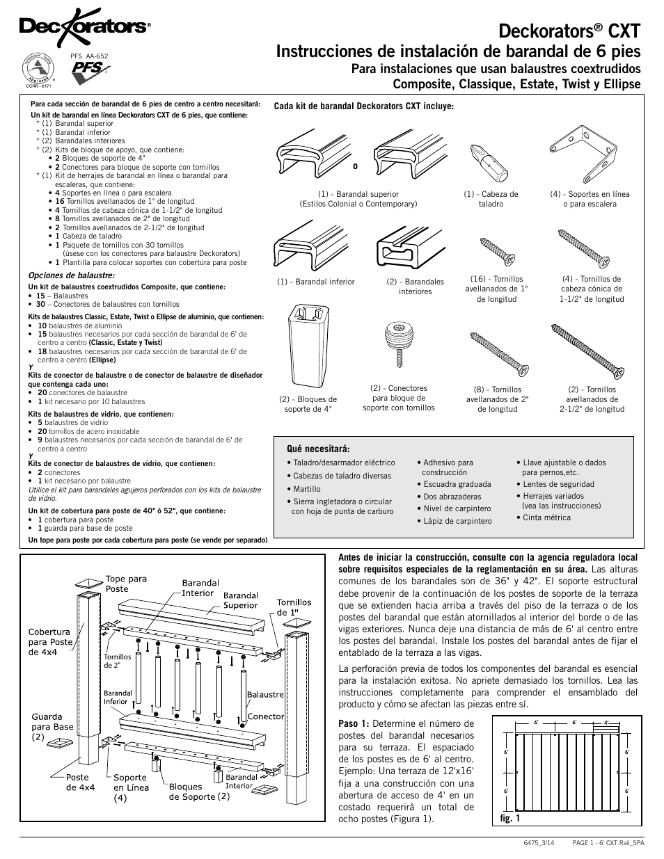 Deckorators, Instrucciones de instalación de barandal de 6 pies, Railretainer.ai | Deckorators CXT6 Rail User Manual | Page 9 / 12