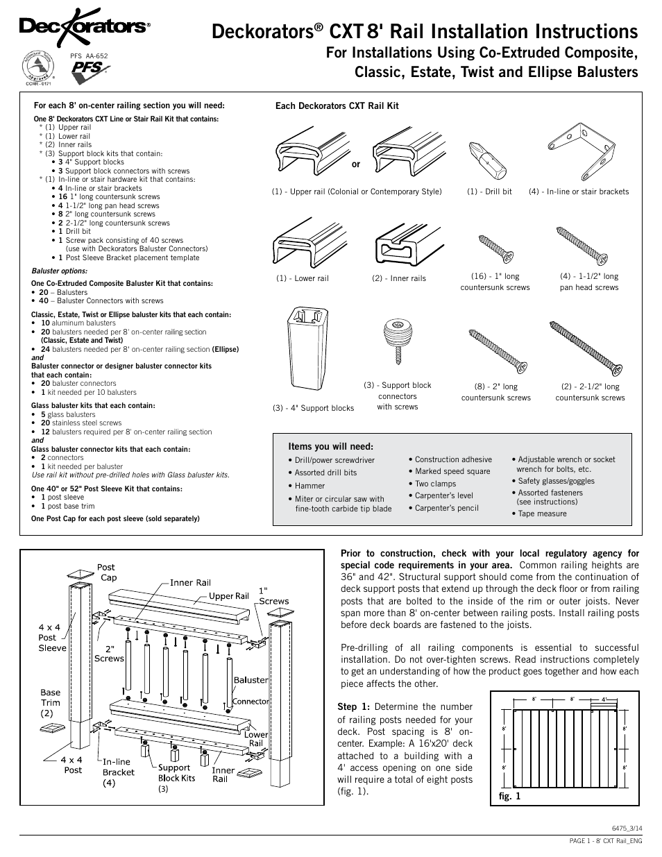 Deckorators CXT8 Rail User Manual | 9 pages