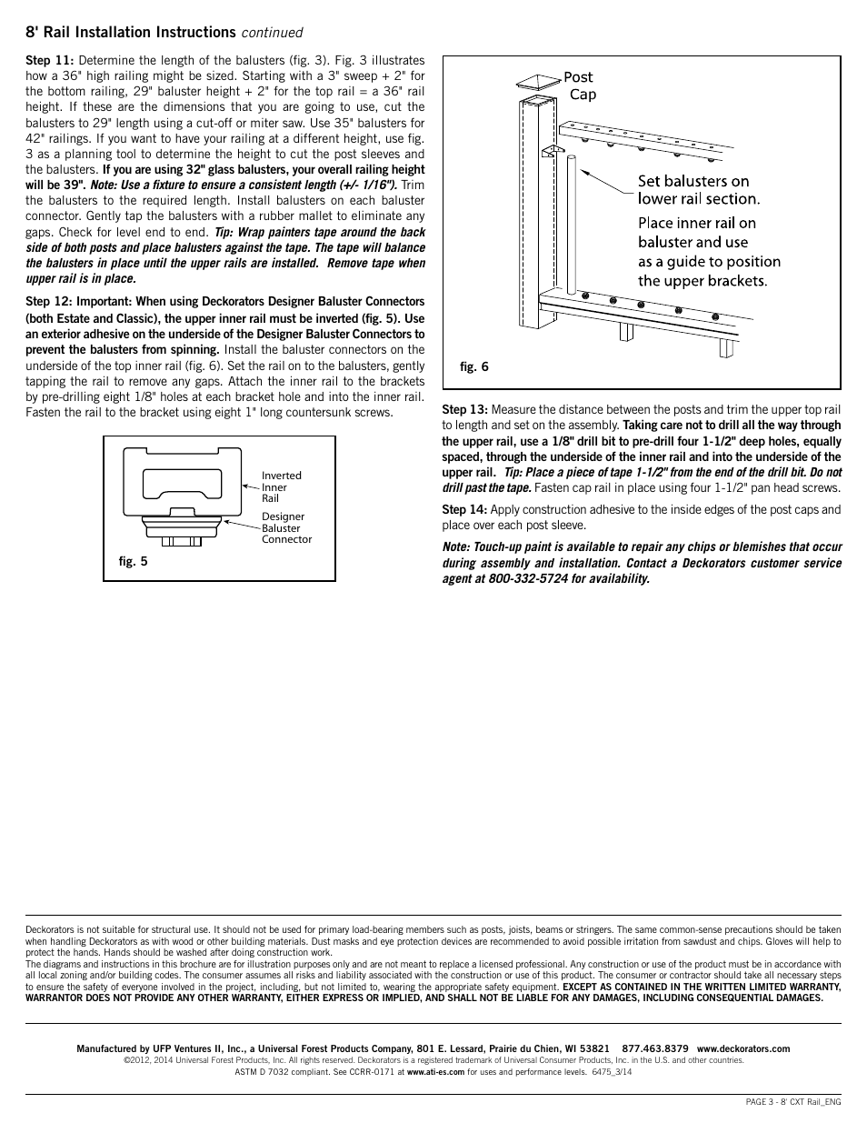 8' rail installation instructions | Deckorators CXT8 Rail User Manual | Page 3 / 9