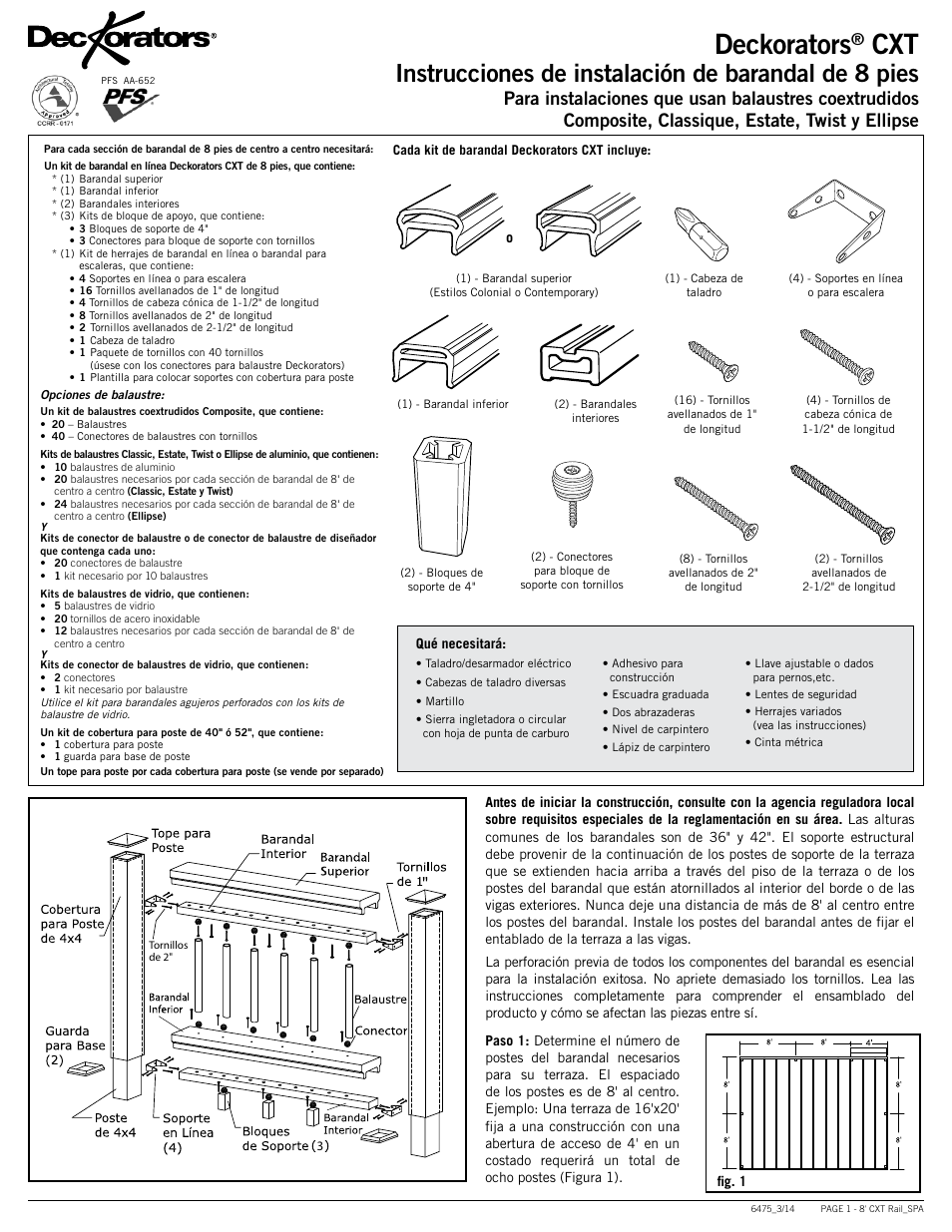 Deckorators, Instrucciones de instalación de barandal de 8 pies, Railretainer.ai | Deckorators CXT8 Rail User Manual | Page 7 / 9