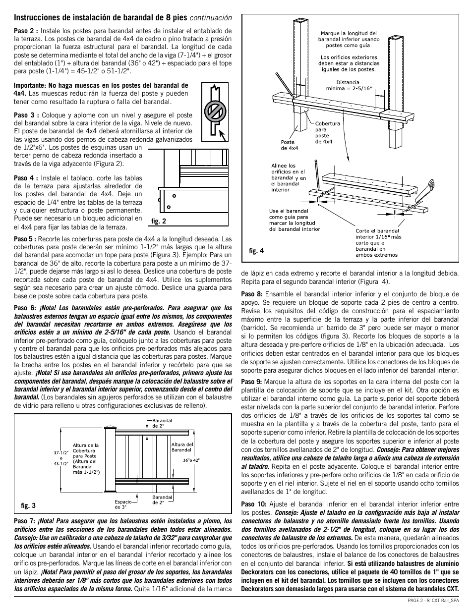Deckorators CXT8 Rail User Manual | Page 8 / 9