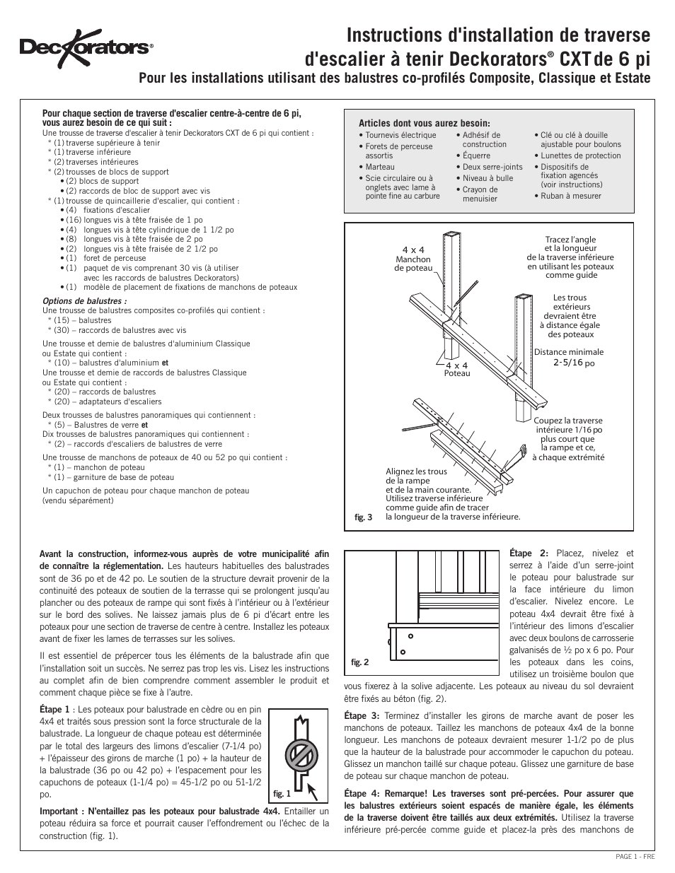 De 6 pi | Deckorators CXT6 Graspable Stair Rail User Manual | Page 3 / 6