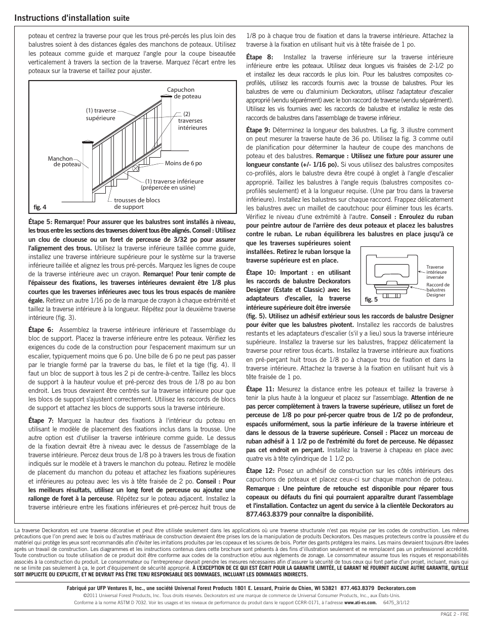 Instructions d'installation | Deckorators CXT6 Graspable Stair Rail User Manual | Page 4 / 6