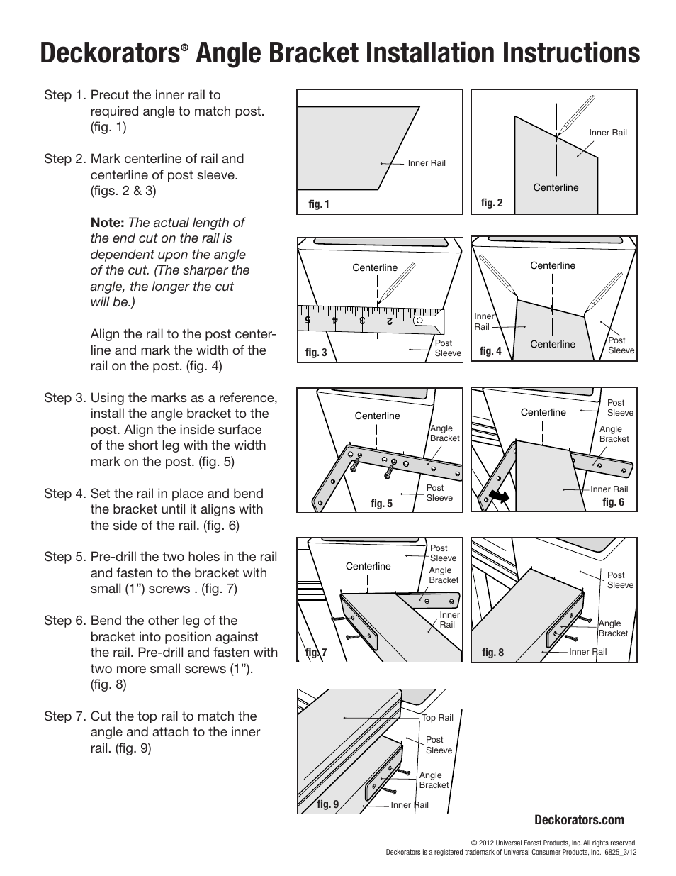 Deckorators Angle Bracket User Manual | 3 pages