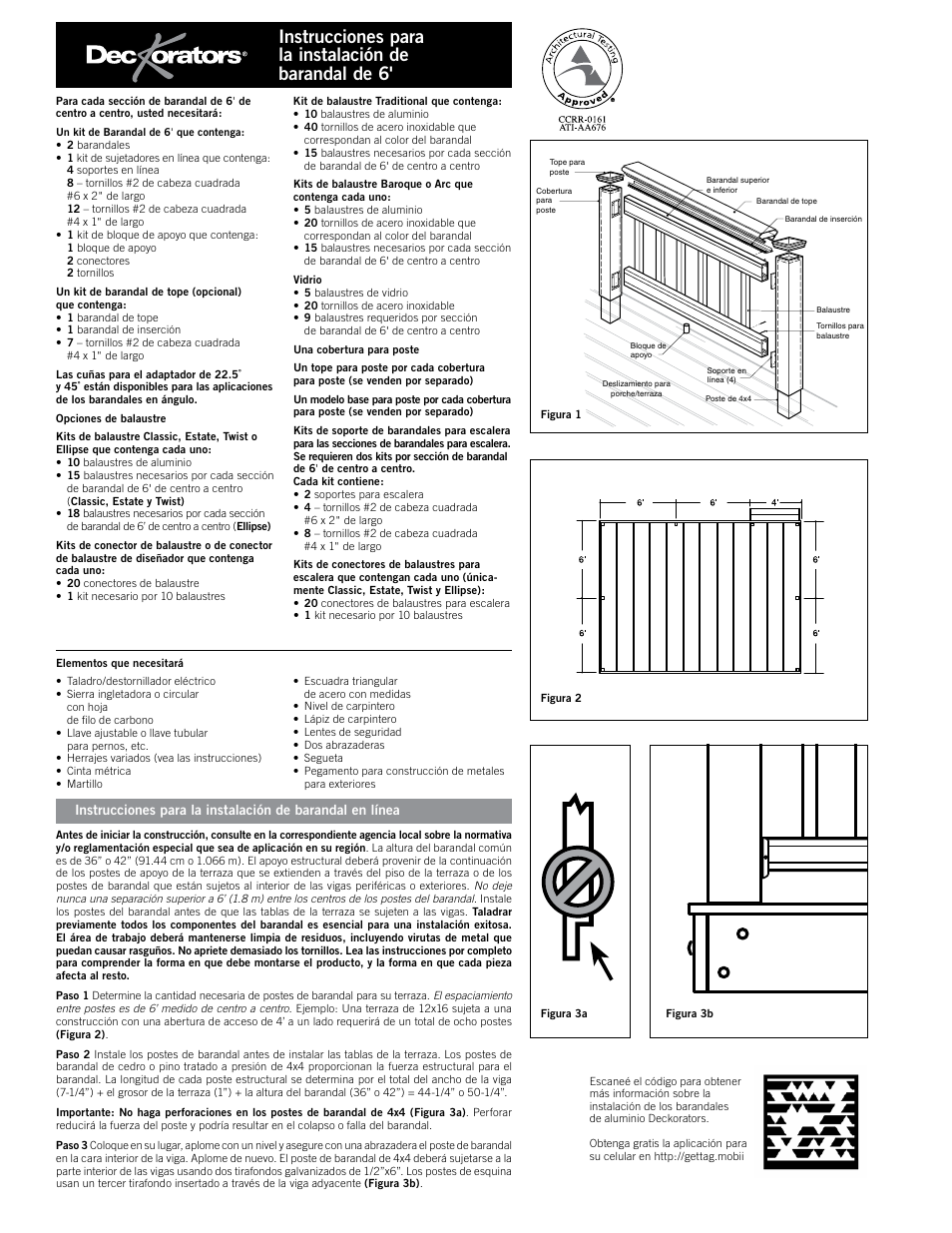 Fig.3.eps, Instrucciones para la instalación de barandal de 6 | Deckorators Aluminum 6 Railing User Manual | Page 9 / 12