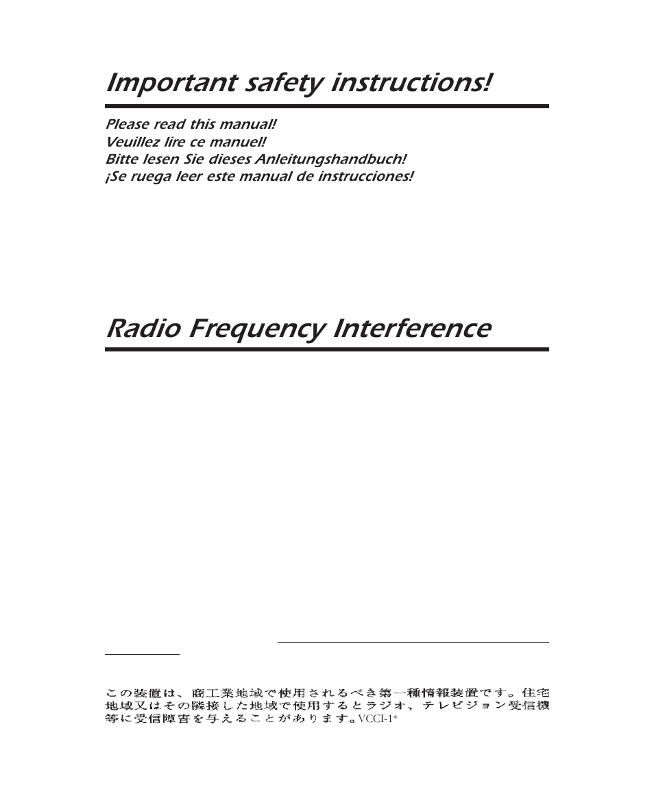Important safety instructions, Radio frequency interference | APC 2000 User Manual | Page 2 / 44