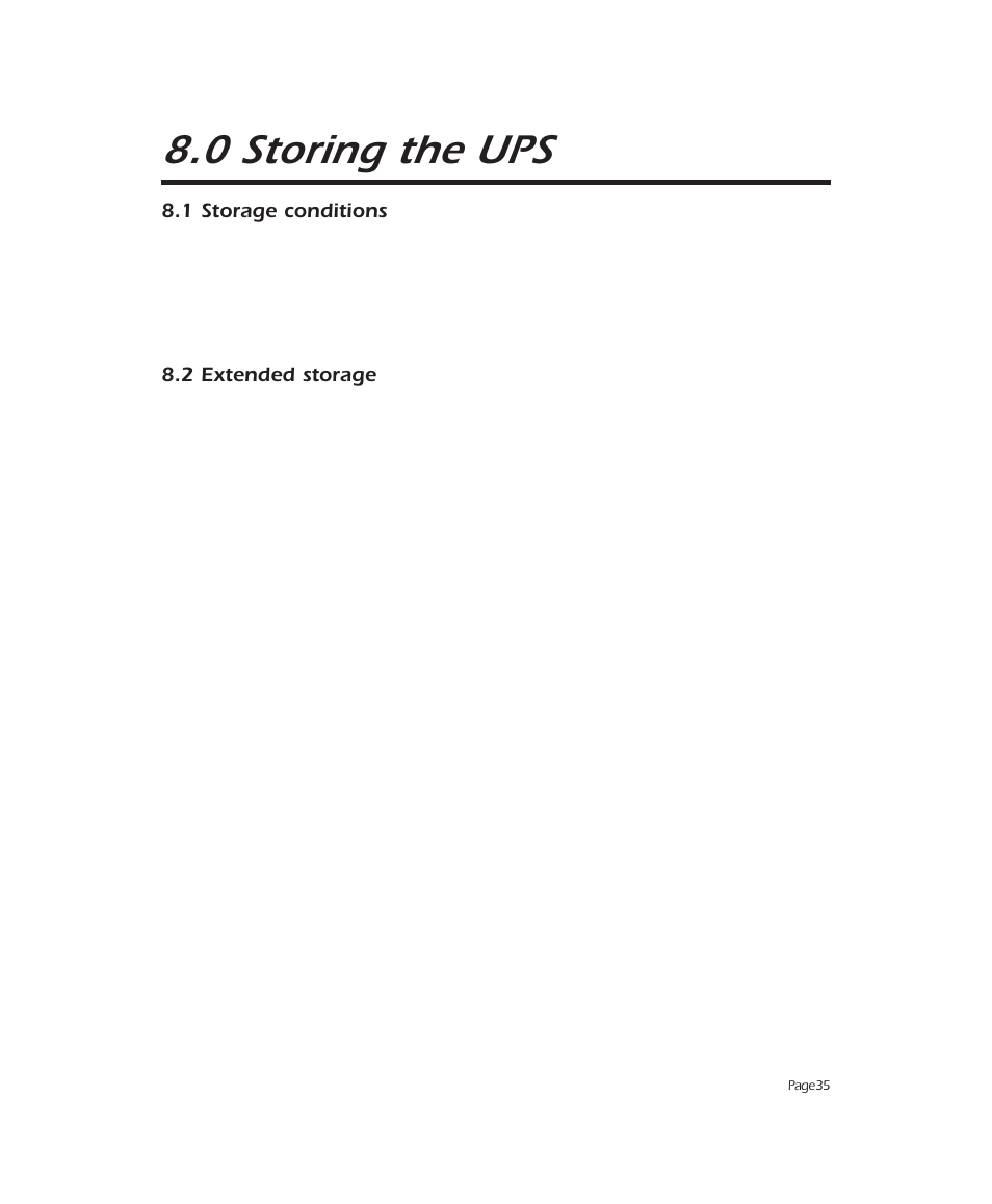 0 storing the ups | APC 2000 User Manual | Page 37 / 44