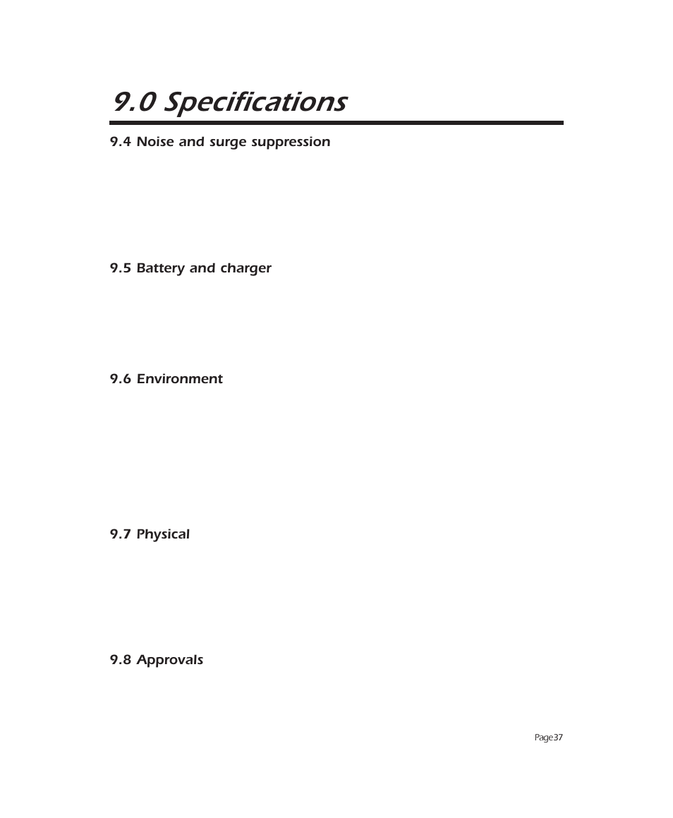 0 specifications | APC 2000 User Manual | Page 39 / 44