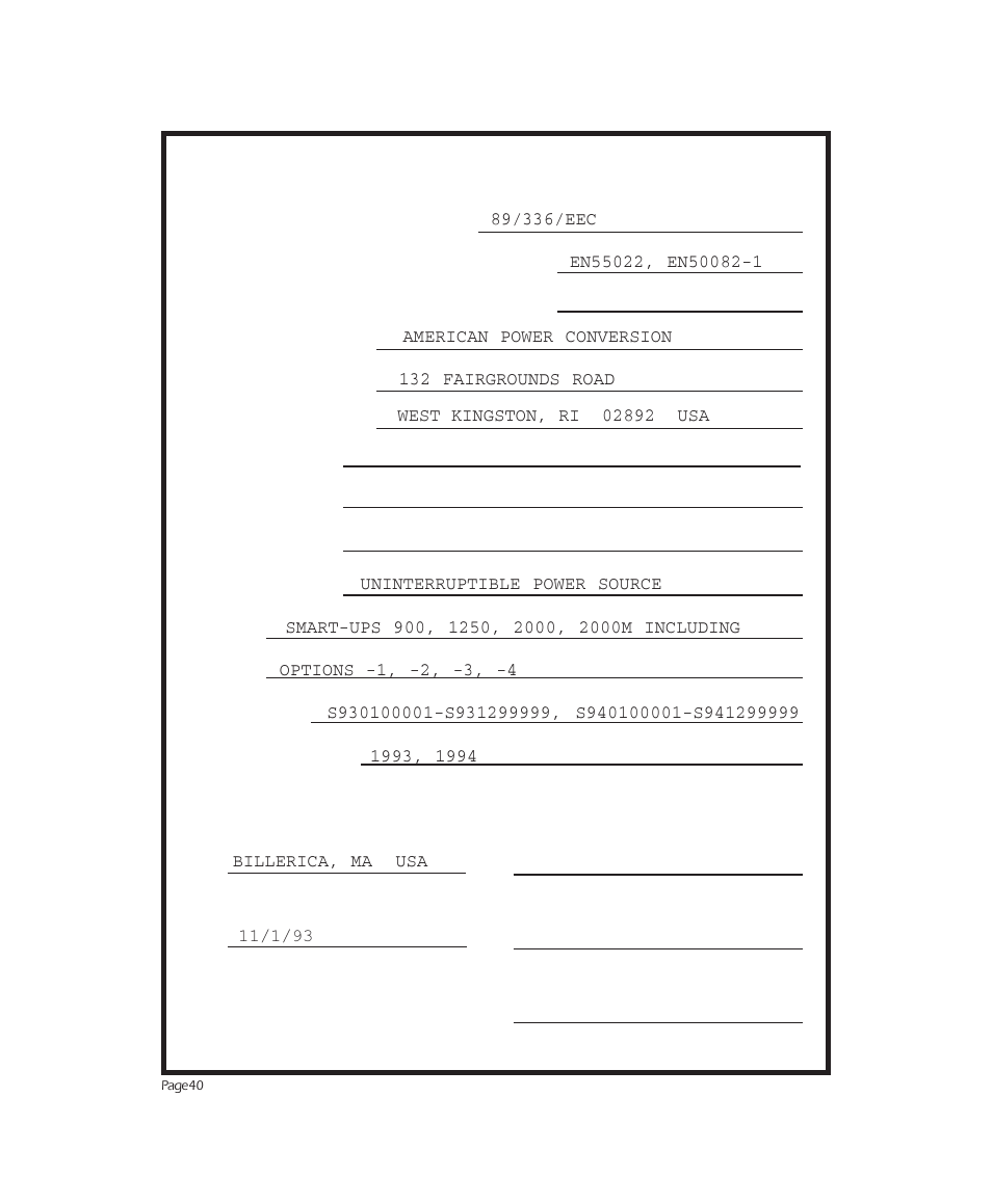 Declaration of conformity | APC 2000 User Manual | Page 42 / 44