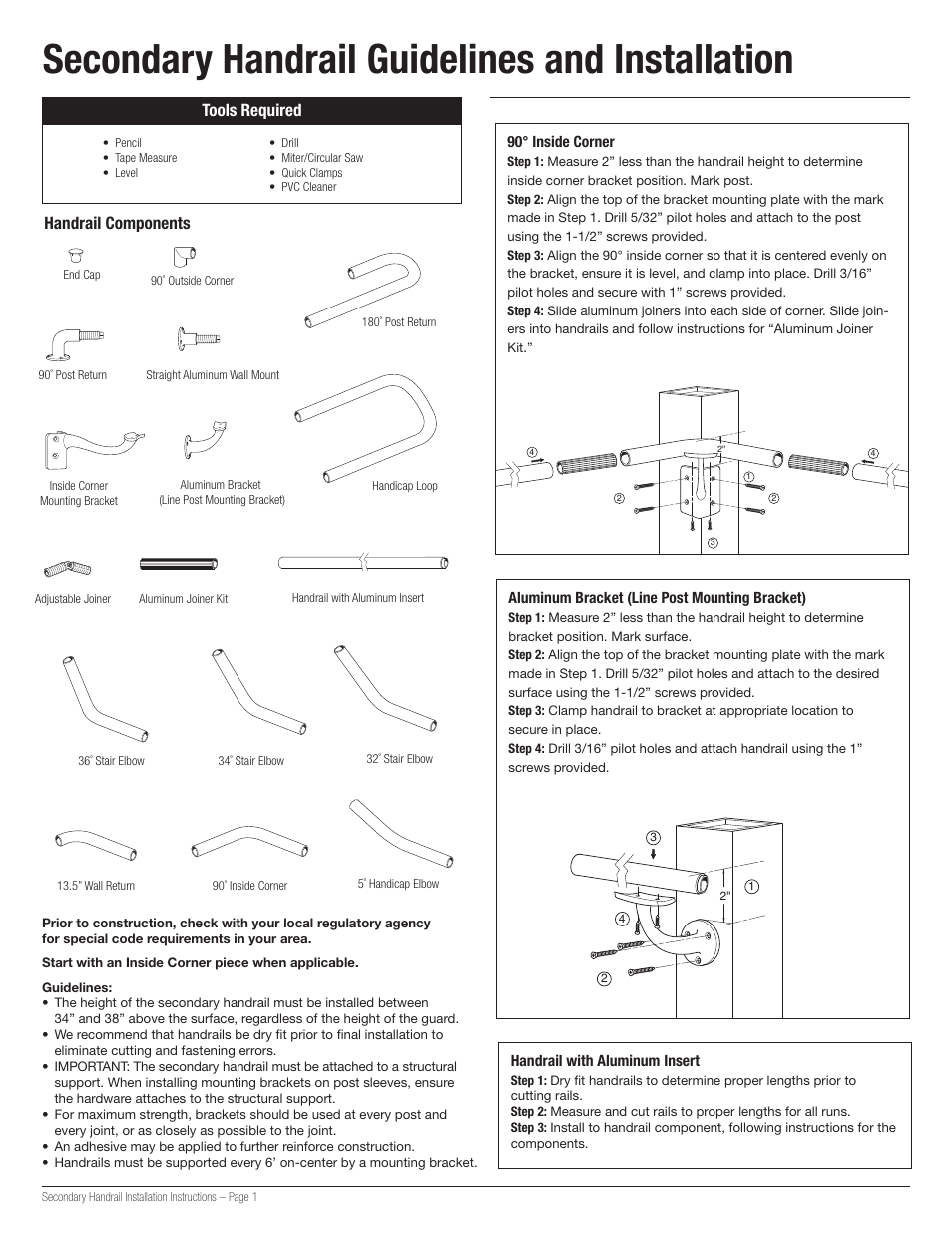 Deckorators Secondary Handrail User Manual | 9 pages
