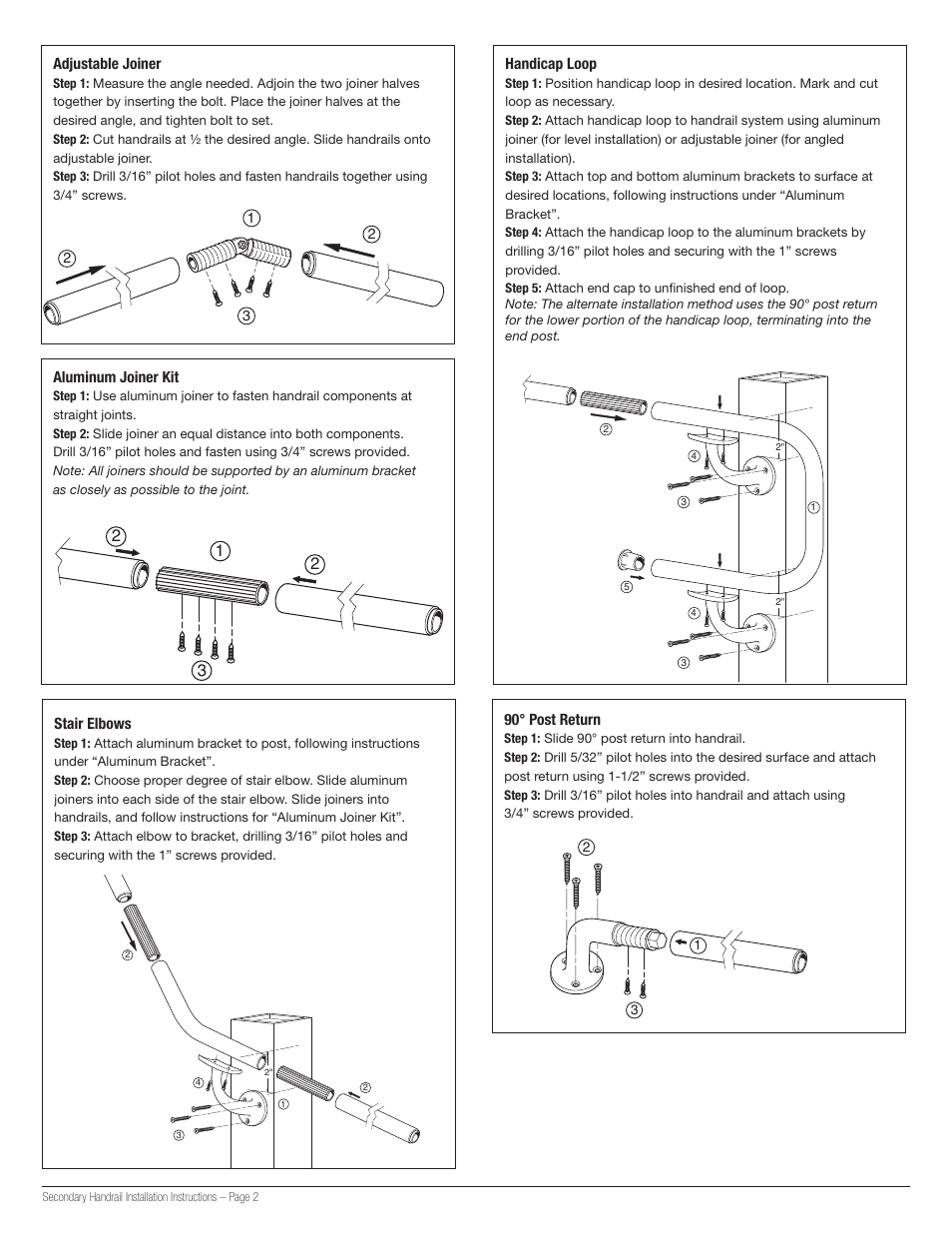 Aluminumjoinerkit2.ai, Adjustablejoiner2.ai | Deckorators Secondary Handrail User Manual | Page 2 / 9