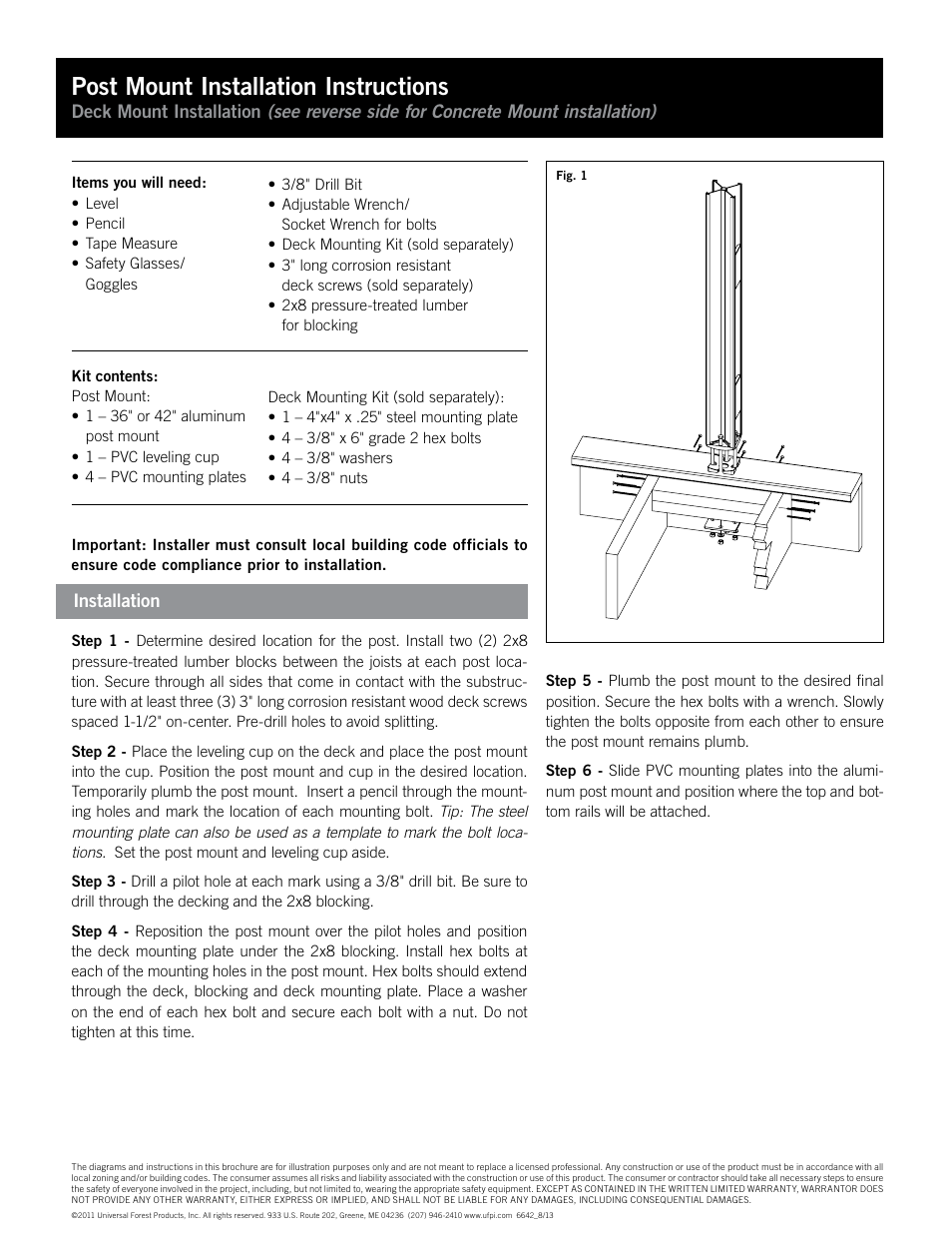 Deckorators Post Mount User Manual | 6 pages