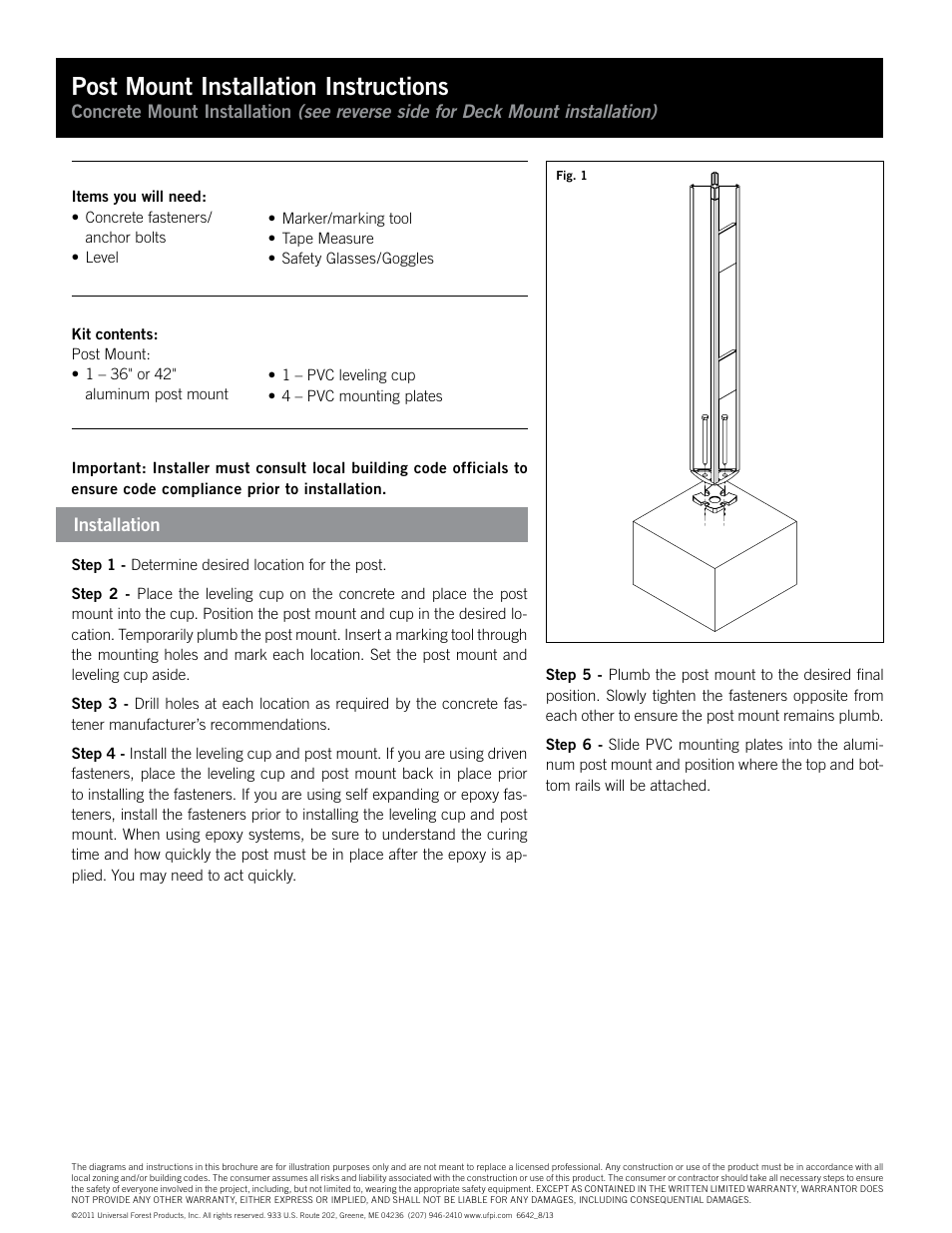 Post mount installation instructions | Deckorators Post Mount User Manual | Page 2 / 6