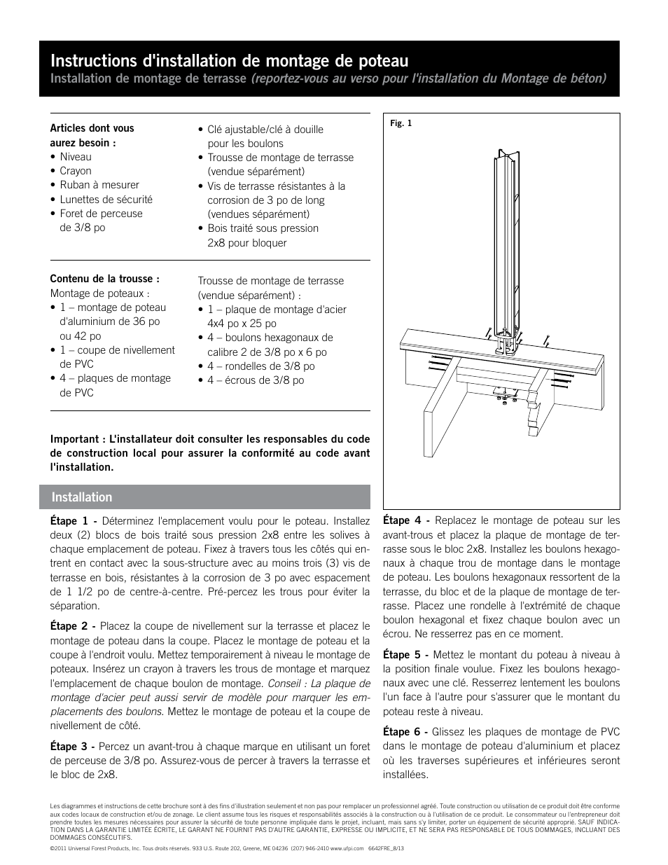 Instructions d'installation de montage de poteau | Deckorators Post Mount User Manual | Page 5 / 6