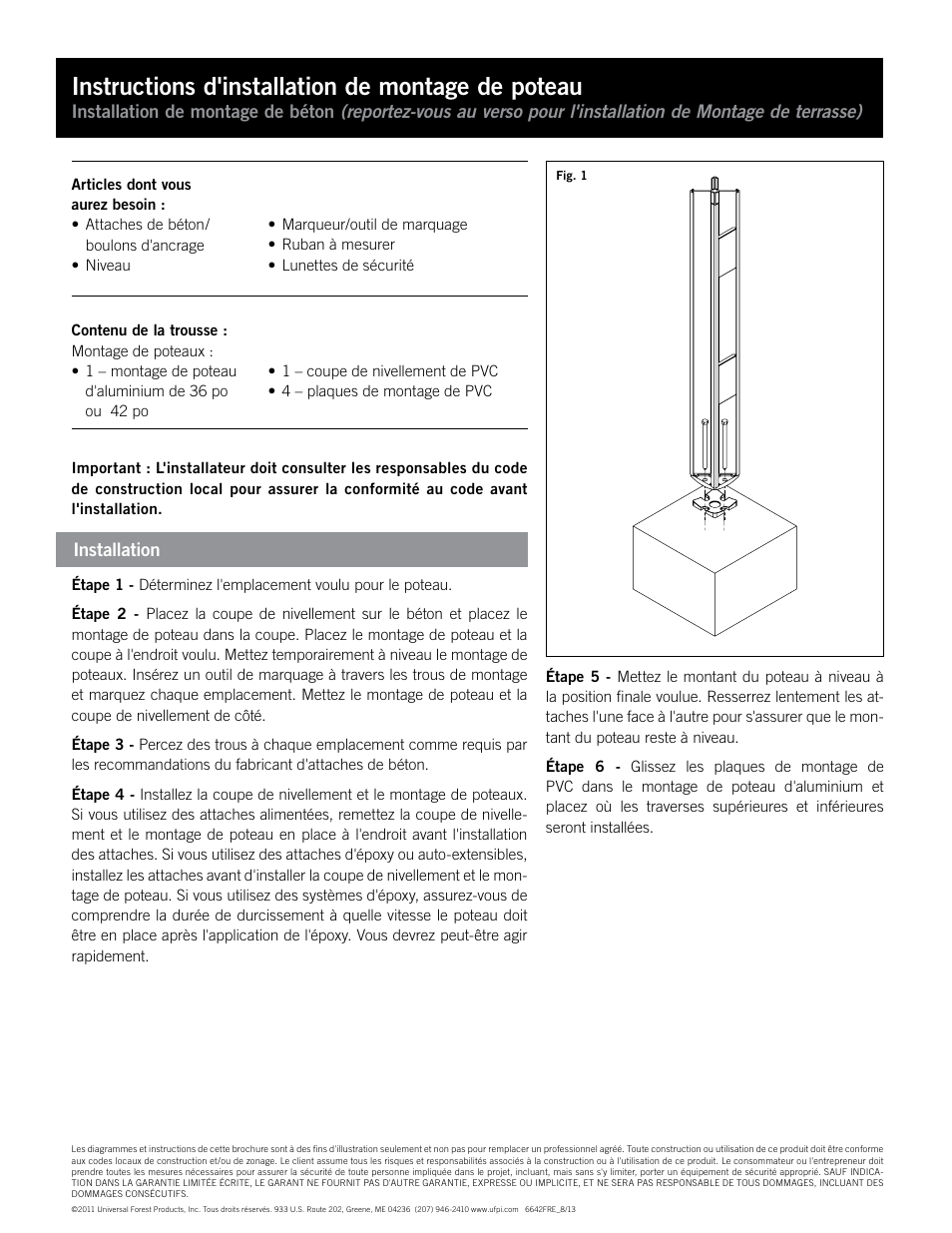 Instructions d'installation de montage de poteau | Deckorators Post Mount User Manual | Page 6 / 6