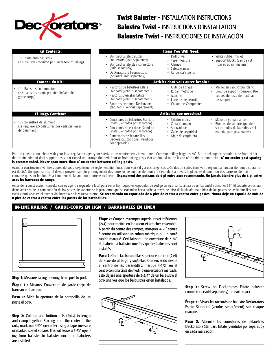 Deckorators Twist Baluster User Manual | 2 pages