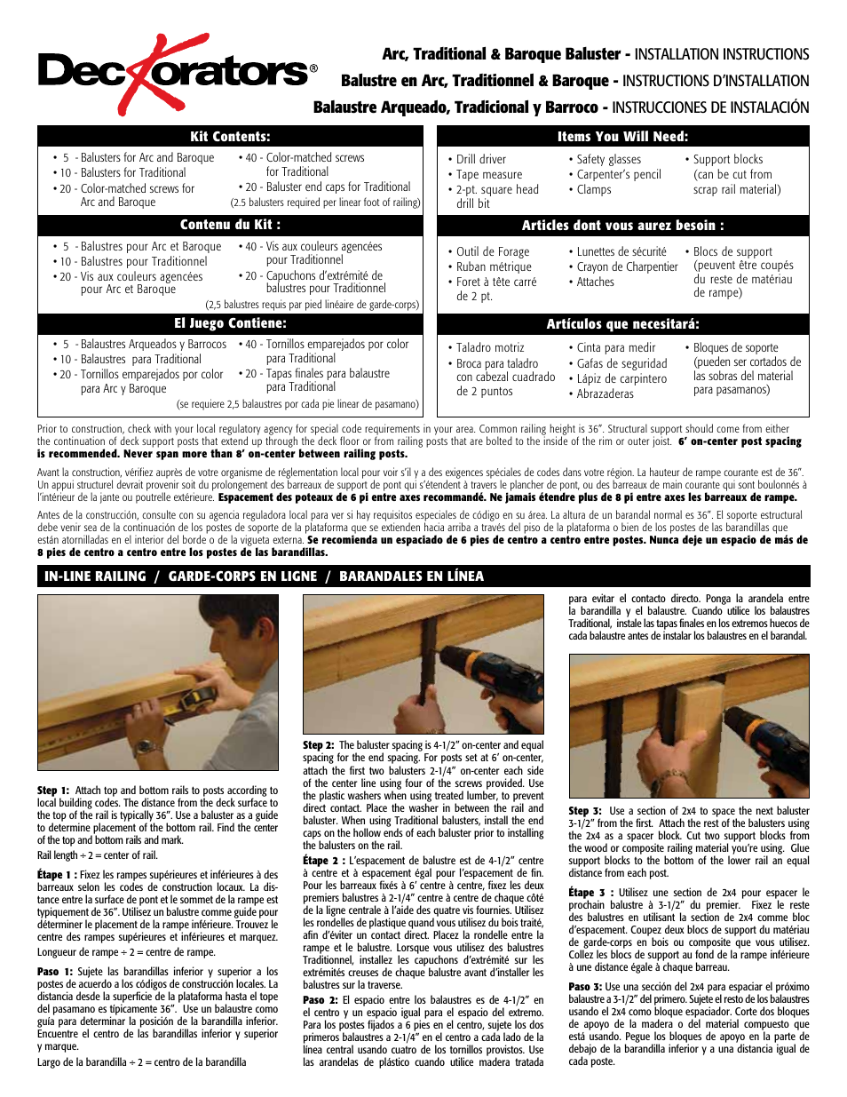 Deckorators Baroque Baluster User Manual | 2 pages