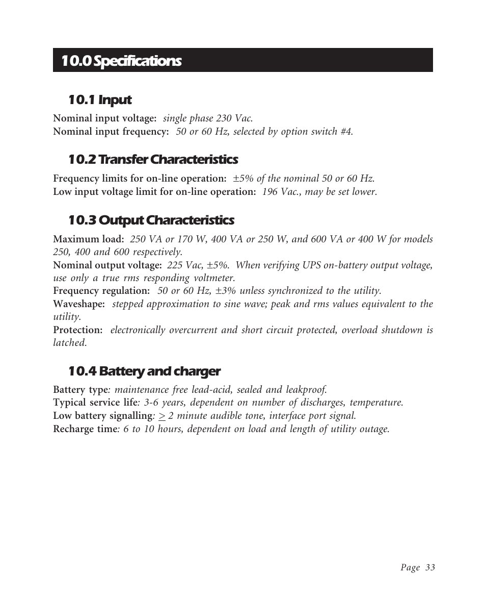 0 specifications | APC BK600EI User Manual | Page 35 / 40