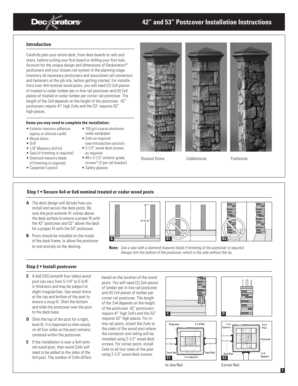 Deckorators Postcover User Manual | 6 pages