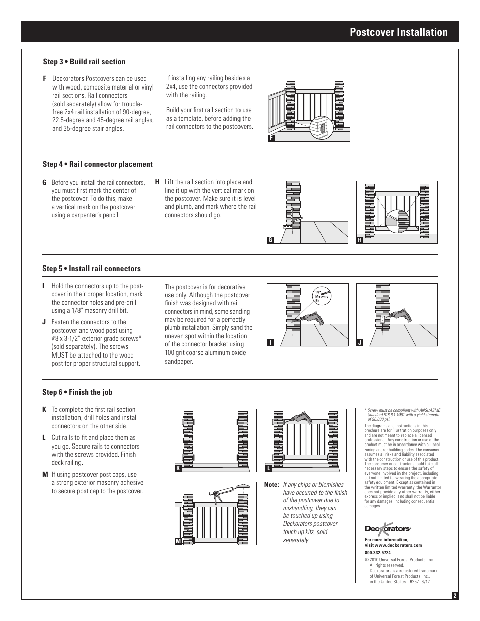 Postcover installation | Deckorators Postcover User Manual | Page 2 / 6