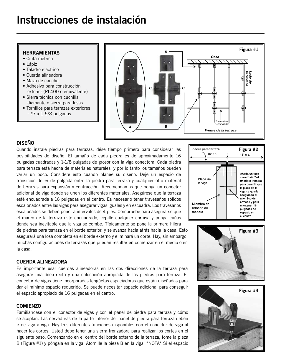 Instrucciones de instalación | Deckorators Deck Stones User Manual | Page 3 / 6