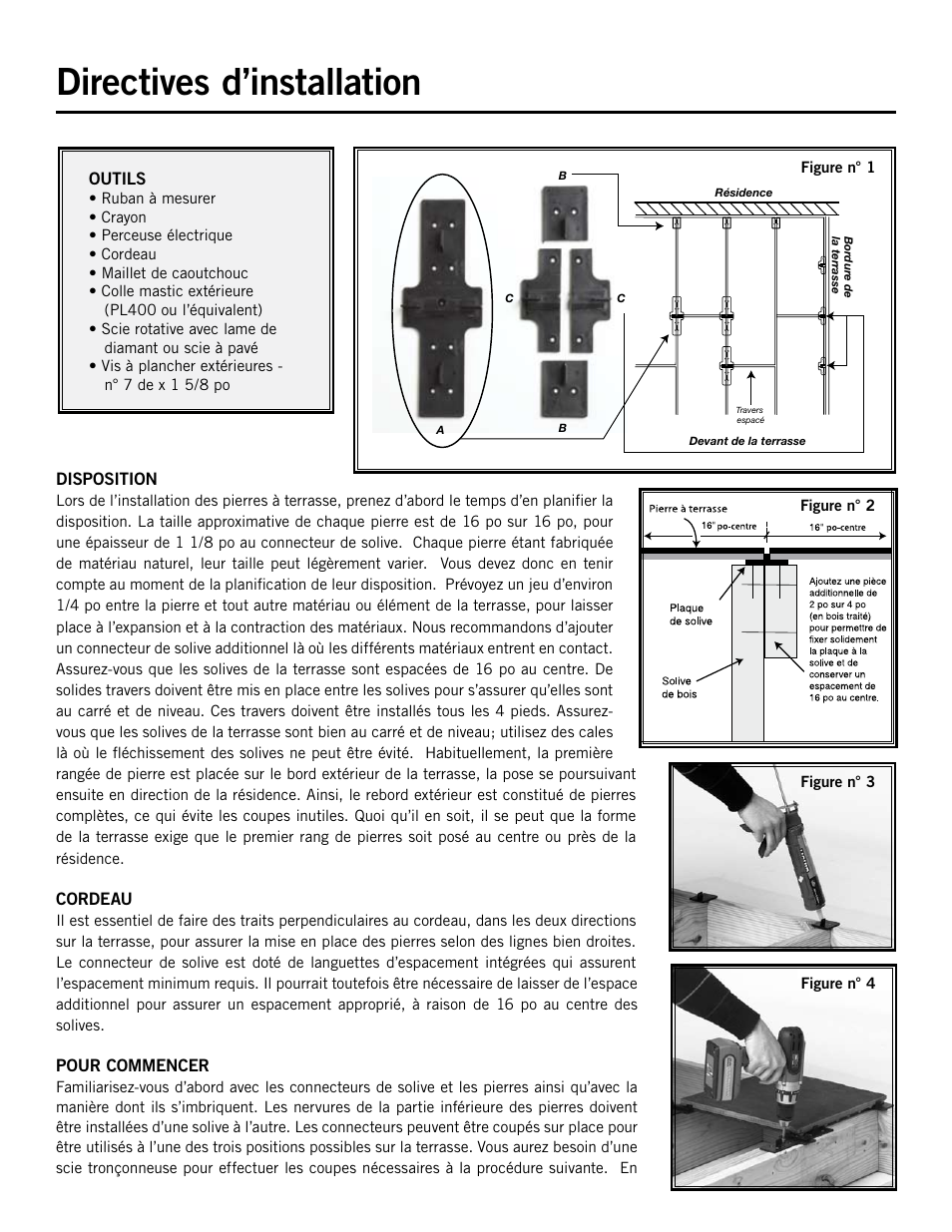 Directives d’installation | Deckorators Deck Stones User Manual | Page 5 / 6