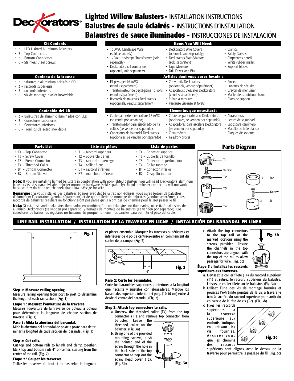 Deckorators Lighted Willow Balusters User Manual | 8 pages