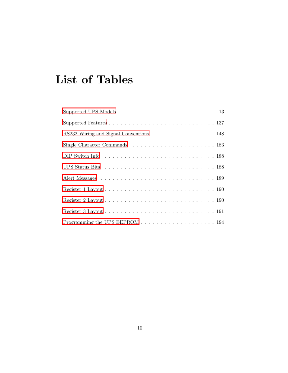 List of tables | APC UPS control system User Manual | Page 11 / 233