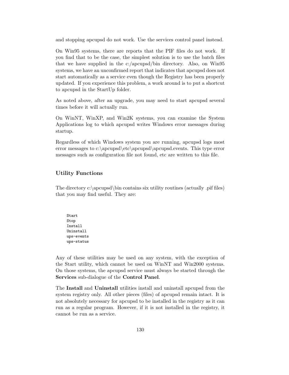 Utility functions | APC UPS control system User Manual | Page 131 / 233