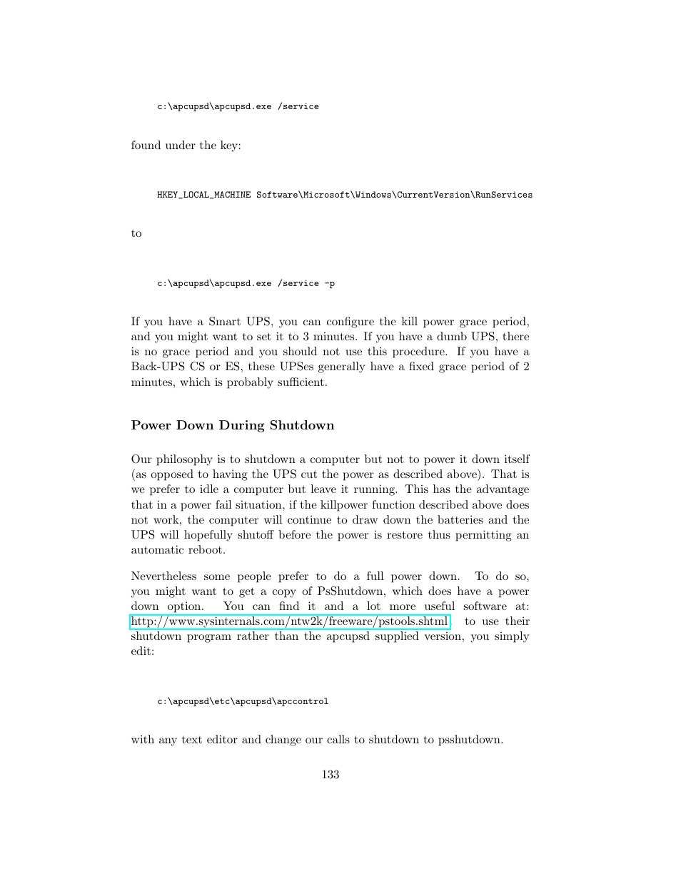 Power down during shutdown | APC UPS control system User Manual | Page 134 / 233