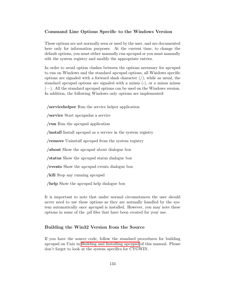 Building the win32 version from the source | APC UPS control system User Manual | Page 135 / 233