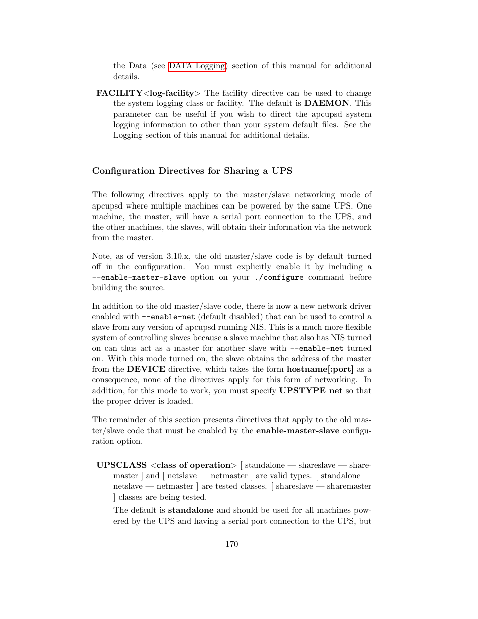 Configuration directives for sharing a ups | APC UPS control system User Manual | Page 171 / 233