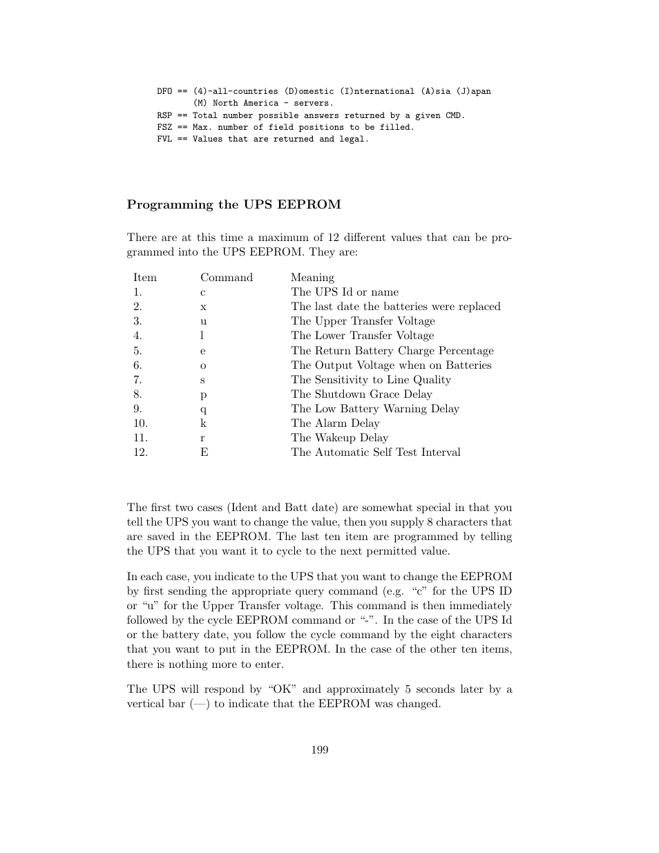 Programming the ups eeprom | APC UPS control system User Manual | Page 200 / 233