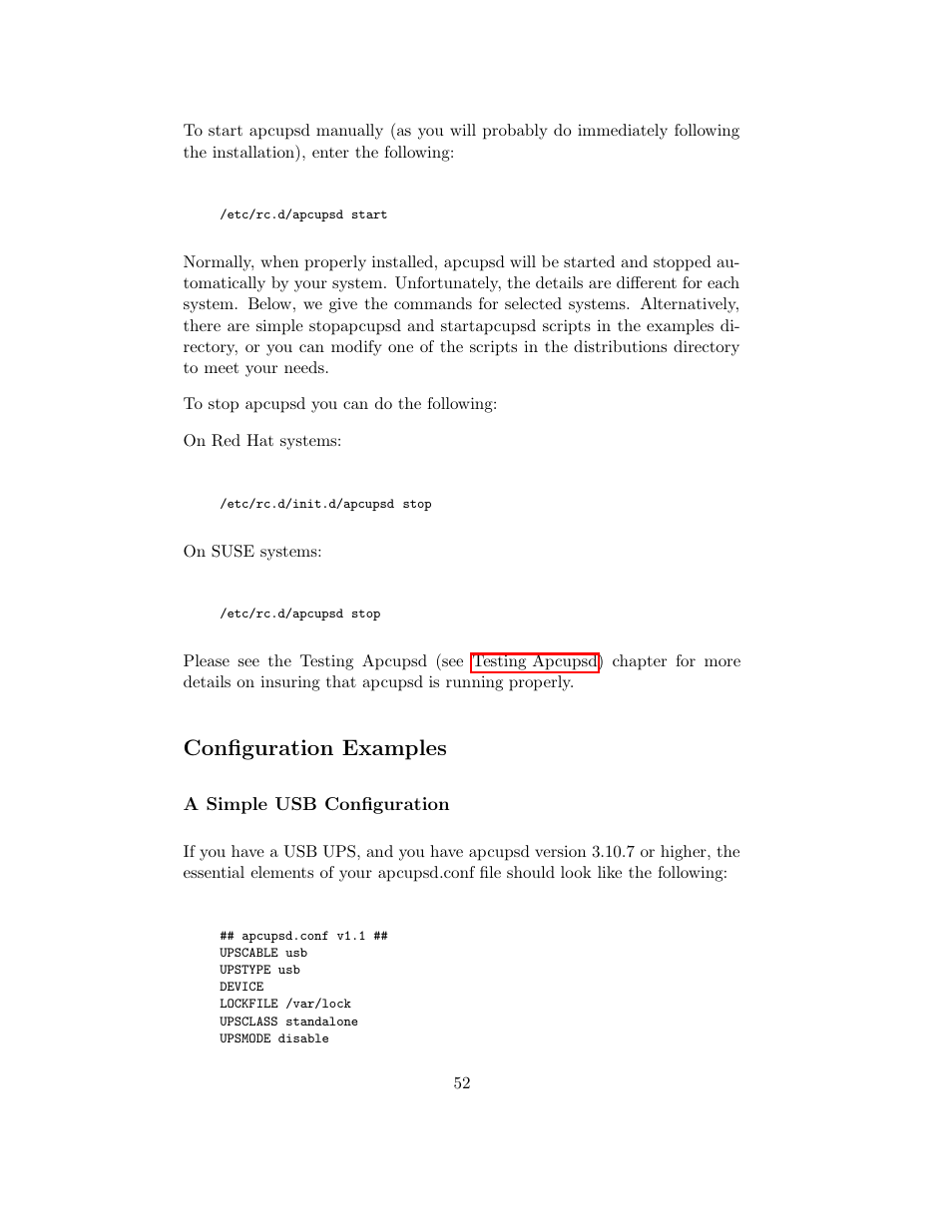 Configuration examples, Simple usb configuration | APC UPS control system User Manual | Page 53 / 233