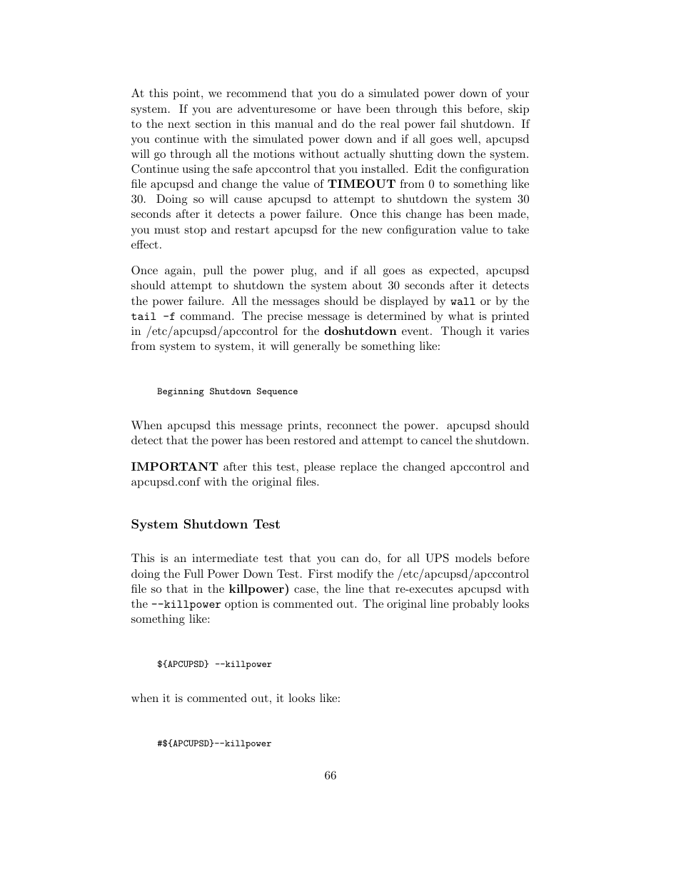 System shutdown test | APC UPS control system User Manual | Page 67 / 233